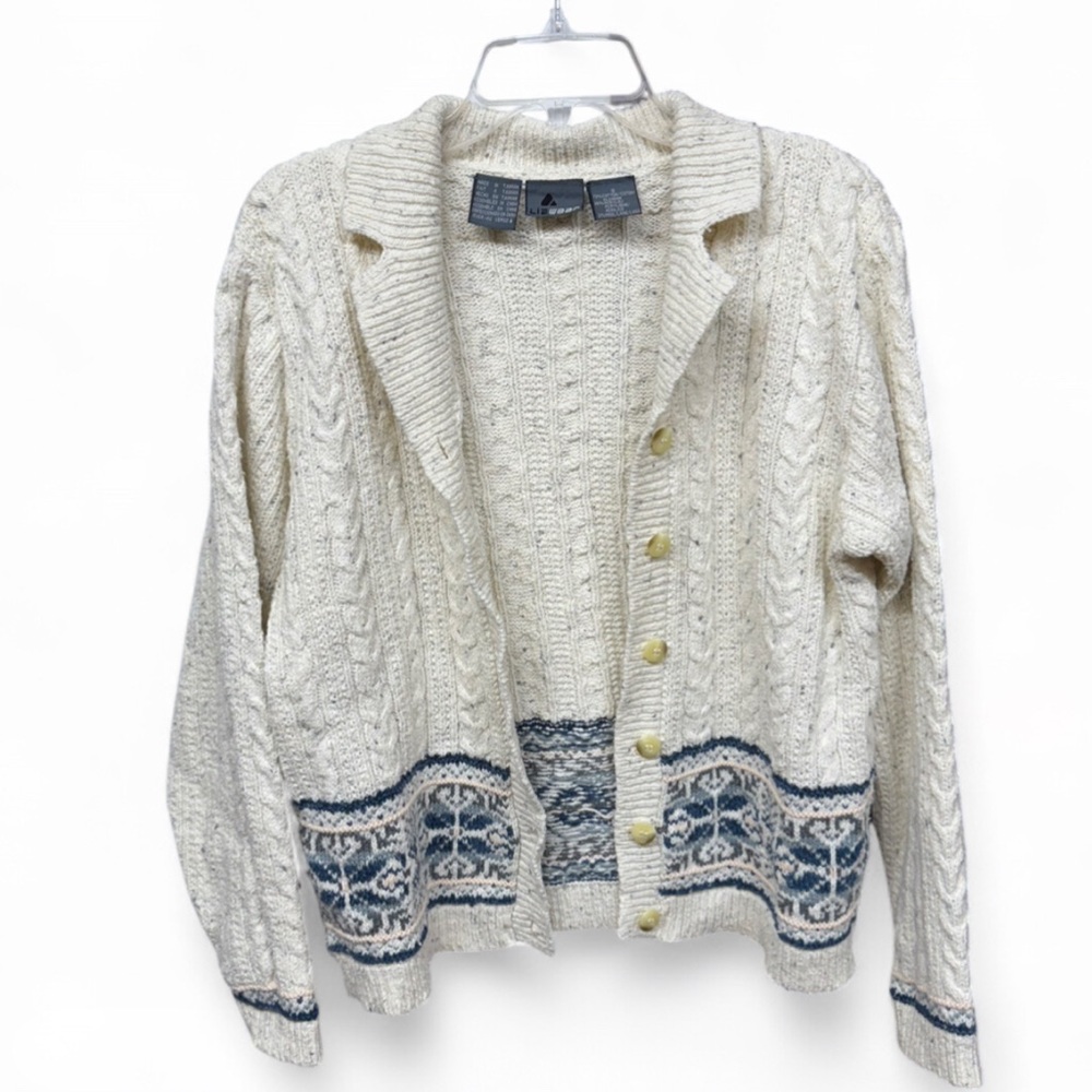 Vintage 90s Lizwear Coastal Cable Knit Cardigan, Size Small - Picture 8 of 10